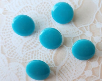 5 Blue Vintage Shank Buttons 7/16 Inch 11mm