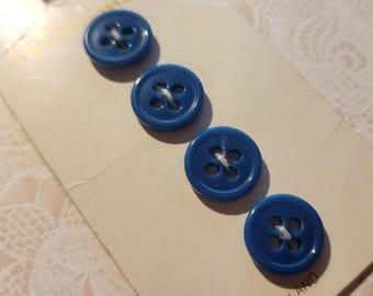 4 Dark Teal 4 Hole Vintage Buttons 1/2 Inch 12mm Streamling