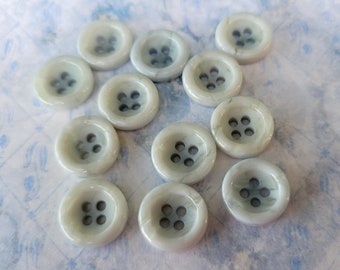 12 Light Blue Vintage 4 Hole Buttons 7/16 Inch 12mm