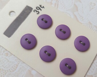 6 Purple Vintage Buttons 7/16 Inch 12mm