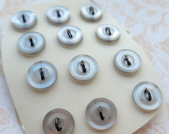 12 Very Light Gray Vintage Buttons 1/2 Inch 12mm