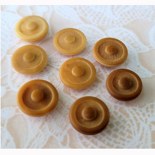 8 Small Tan and Brown Vintage Buttons 3/8 Inch 10mm