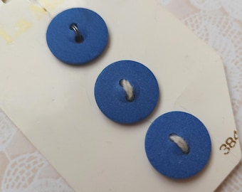 3 Royal Blue Vintage Buttons 5/8 Inch 16mm La Mode