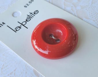 Big Red Coat Button 1 1/8 Inch 30mm La Petite 2-Hole Red Button