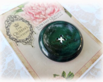 BIG Dark Green Vintage 4 Hole Button 1 11/16 Inch 43mm