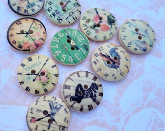 Clock Face Buttons: Novelty Sew-Thru Buttons, 3/4 Inch (Set 2, 10 Pcs.)