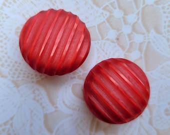 2 Red Vintage Shank Buttons 7/8 Inch 22mm