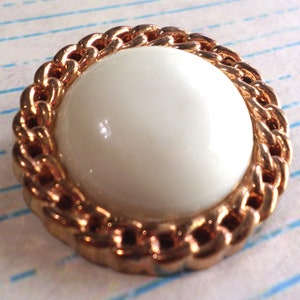 Big Cream and Gold Rimmed Vintage Shank Button 1 1/2 Inch