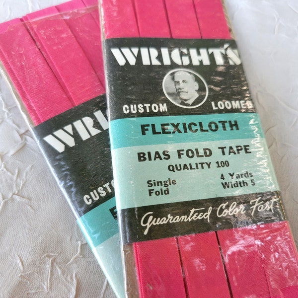 Wright's Hot Pink Flexicloth Bias Fold Tape Single Fold 4 Yards Width 5