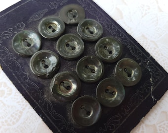 12 Black Pearl Vintage Buttons 1/2 Inch 12mm