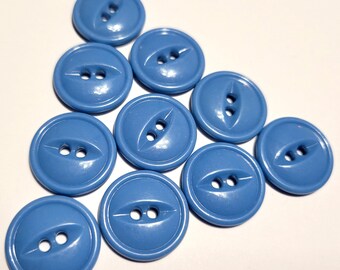 10 Blue Cat Eye Vintage Buttons 2 Hole Sew Thru 3/4 Inch