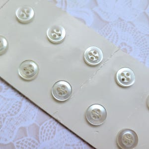 10 Small White Vintage 4 Hole Buttons 1/3 Inch 9mm Costumakers Button Card