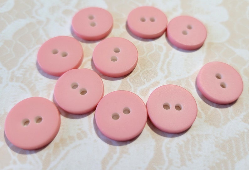 10 Pink & White Vintage Buttons 9/16 Inch 2 Hole Sew Thru Buttons image 3