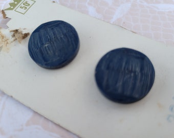 Dark Blue Vintage Shank Textured Buttons 3/4 Inch 18mm Imperial Button Card