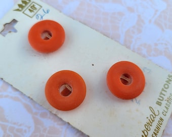 3 Orange Vintage Buttons 11/16 Inch 17mm Imperial Button Card
