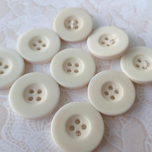 9 White Vintage 4 Hole Buttons 7/8 Inch 22mm