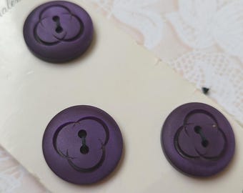 3 Purple Vintage Buttons 11/16 Inch 17mm BGE Buttons