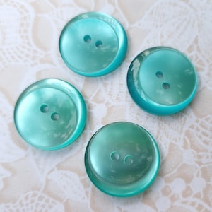 4 Turquoise Blue Vintage Buttons 11/16 Inch 17mm