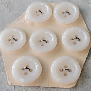 7 White 4 Hole Vintage Buttons 5/8 Inch 15mm