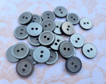 25 Gray Vintage Buttons 1/2 Inch