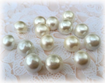 15 White Vintage Shank Buttons Pearl Look 1/2 Inch 12mm