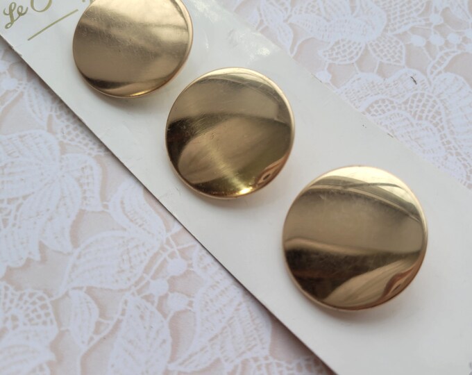 3 BIG Gold Shiny Vintage Buttons 1 1/8 Inch 26mm - Etsy