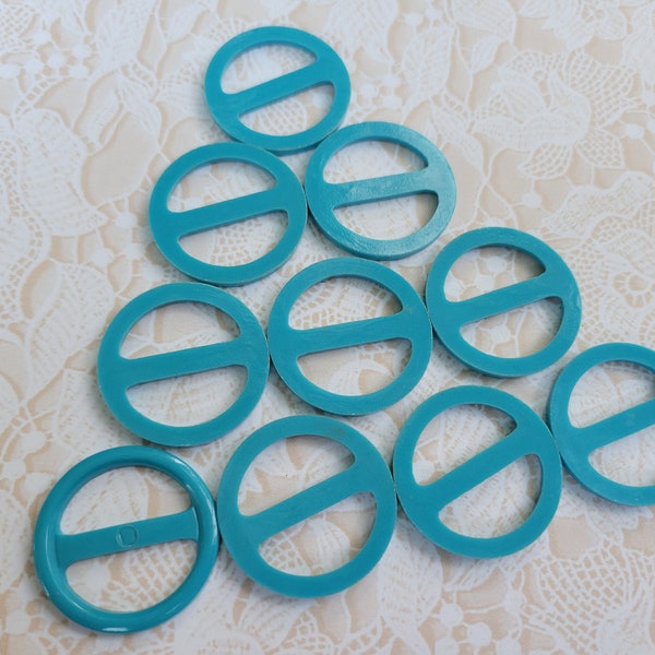 10 Turquoise Buckles/Slides 1 and 1/16 Inch Vintage