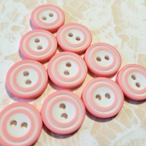 10 Pink & White Vintage Buttons 9/16 Inch 2 Hole Sew Thru Buttons image 2