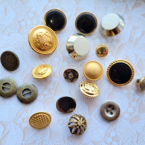 19 Vintage Metal Buttons Shank Buttons Sew Thru Buttons