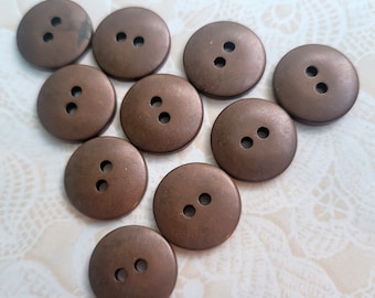 10 Copper Brown Vintage Buttons 9/16 Inch