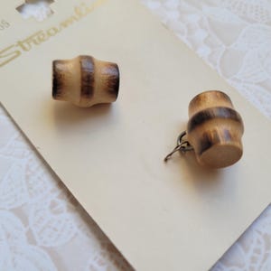 2 Small Wood Toggle Vintage Buttons 1/2 Inch 12.5mm Streamline Button Card