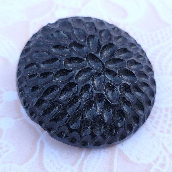 BIG Black Vintage Flower Button 1 3/8 Inch Dahlia Button Shank Button