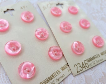 12 Rose Pink Vintage Buttons 7/16 Inch 12mm Le Chic Button Cards Made in Japan