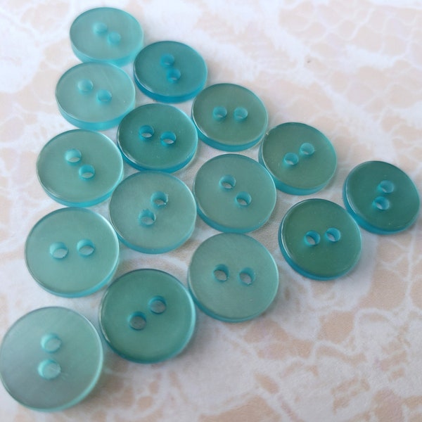 15 Teal Blue Vintage Buttons 1/2 Inch