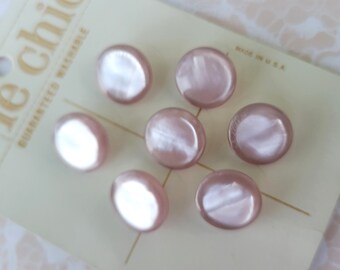 7 botones de vástago vintage rosa claro 1/2 pulgada 15 mm Tarjeta de botón Le Chic