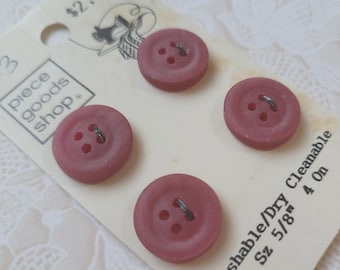 4 Mauve 4-Hole Vintage Buttons 9/16 Inch 15mm Piece Goods Shop