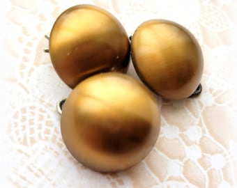 3 Gold Metal Domed Shape Buttons 3/4 Inch 18mm