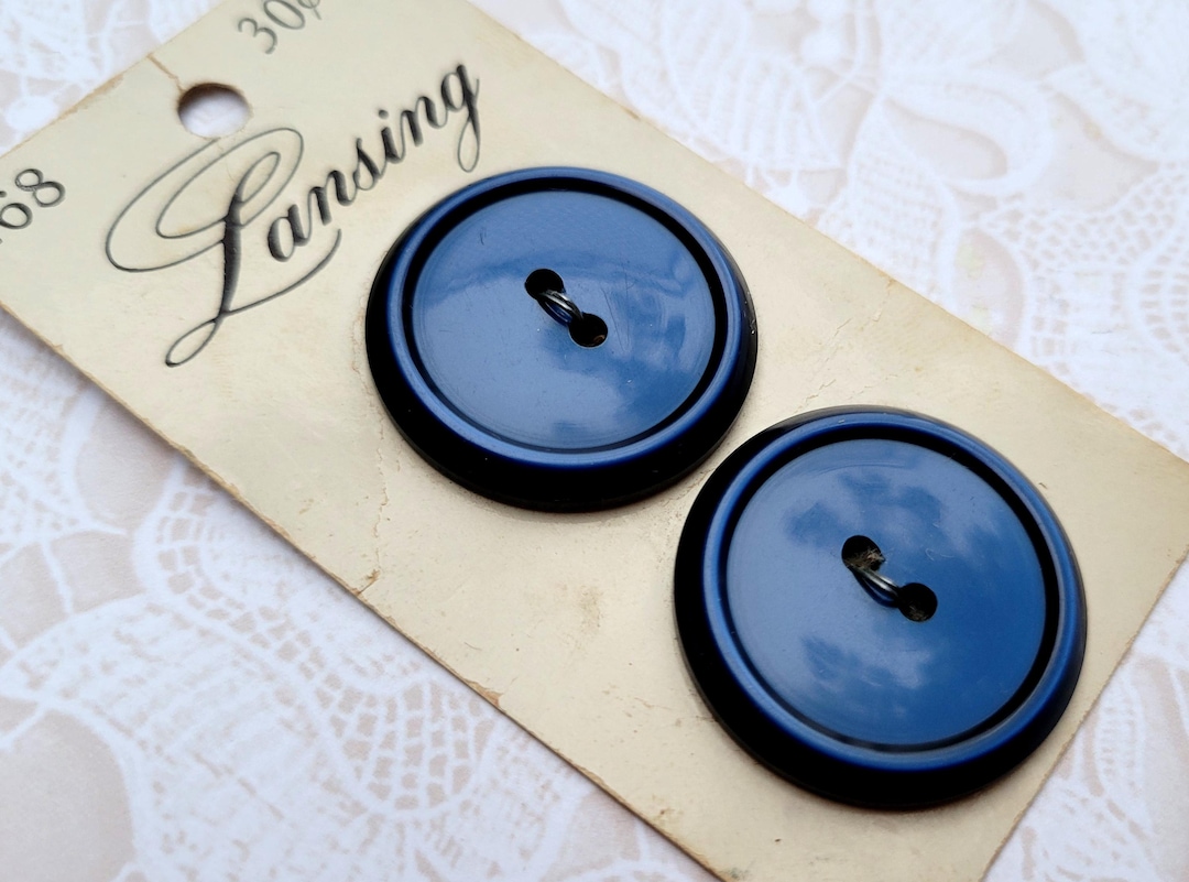 2 Navy Blue 2 Hole Vintage Buttons 1 1/8 Inch 28mm Lansing - Etsy