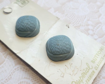 2 Dusty Blue Rounded Square Textured Square Vintage Buttons 3/4 Inch 20mm Imperial Button Card