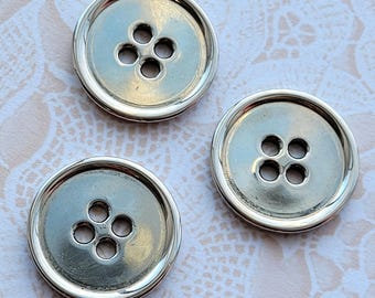 3 bottoni in argento a 4 fori vintage da 3/4 pollici 19 mm