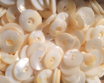 20 Vintage PEARL Buttons 3/4 Inch Cream White 2 Hole Buttons