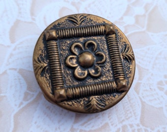 BIG Metal Flower Button Vintage Shank Button 1 1/16 Inch