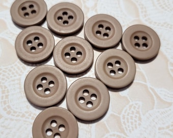 10 Tan 4 Hole Vintage Buttons Brown Buttons 9/16 Inch
