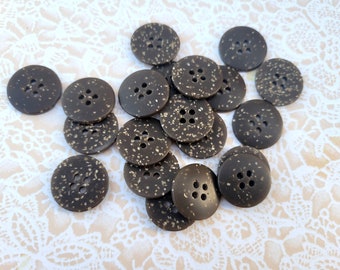 20 Dark Brown Speckled Vintage Buttons 3/4 Inch 2 Hole Sew Thru Buttons