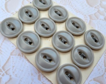 12 Gray Cat Eye Vintage Buttons 1/2 Inch 13mm
