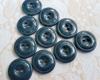 10 Vintage Blue Buttons: 3/4 Inch Sew-Thru