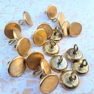 10 Gold Textured Waistcoat Buttons Vintage Buttons 9/16 Inch