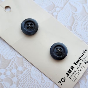 2 Navy Blue Vintage 4 Hole Buttons 9/16 Inch 15mm JHB Button Card