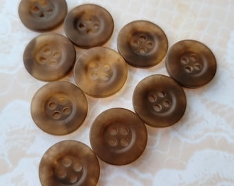 10 Brown Vintage Buttons 9/16 Inch from Muscatine Iowa Button Factory