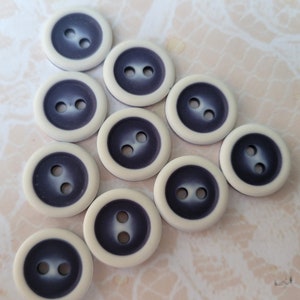 10 Dark Blue Reversible Vintage Buttons Light Blue 9/16 Inch 15mm